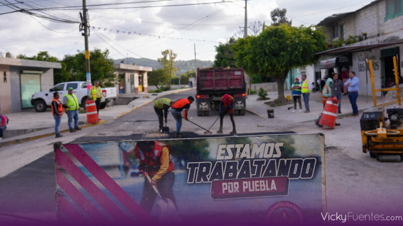 Con inversión histórica, avanza campaña de bacheo en San Andrés Azumiatla