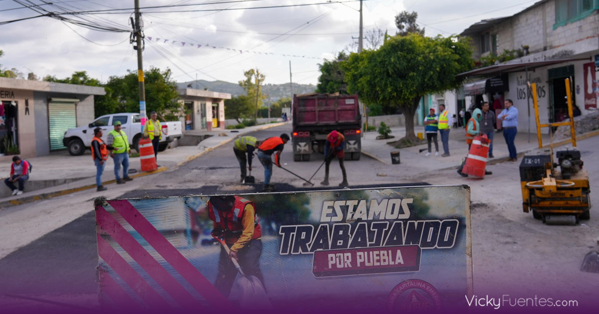 Con inversión histórica, avanza campaña de bacheo en San Andrés Azumiatla