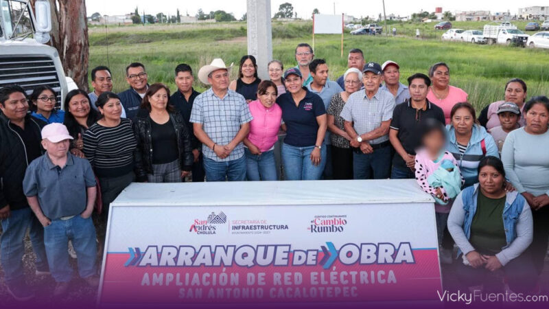 San Andrés Cholula impulsa la seguridad con nueva red eléctrica en Cacalotepec