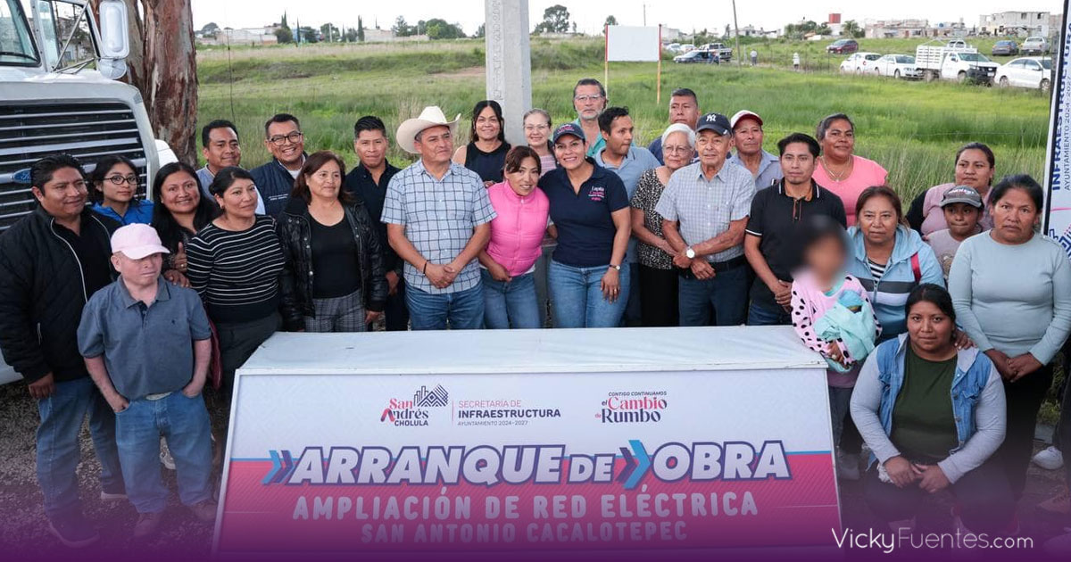 San Andrés Cholula impulsa la seguridad con nueva red eléctrica en Cacalotepec