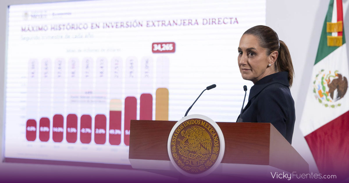 Inversión extranjera en México crece 10% en segundo trimestre de 2025, destaca Sheinbaum
