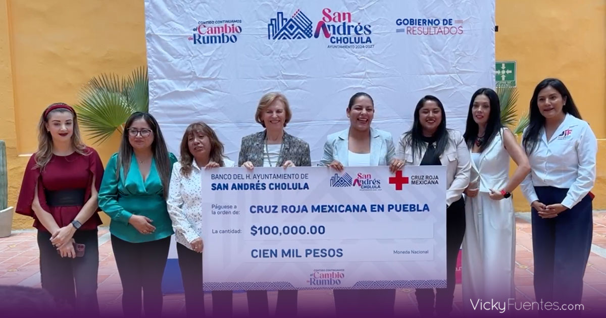 San Andrés Cholula fortalece apoyo a Cruz Roja con donativo y carrera solidaria