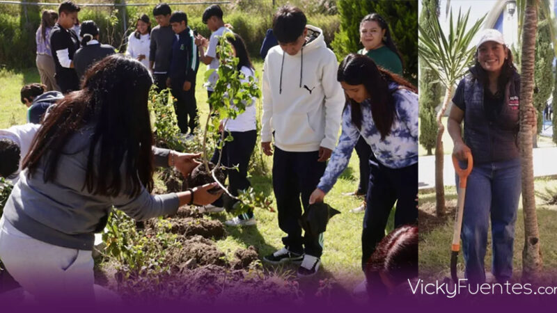 Fomentan cultura ambiental en San Andrés Cholula con jornada de reforestación en bachillerato