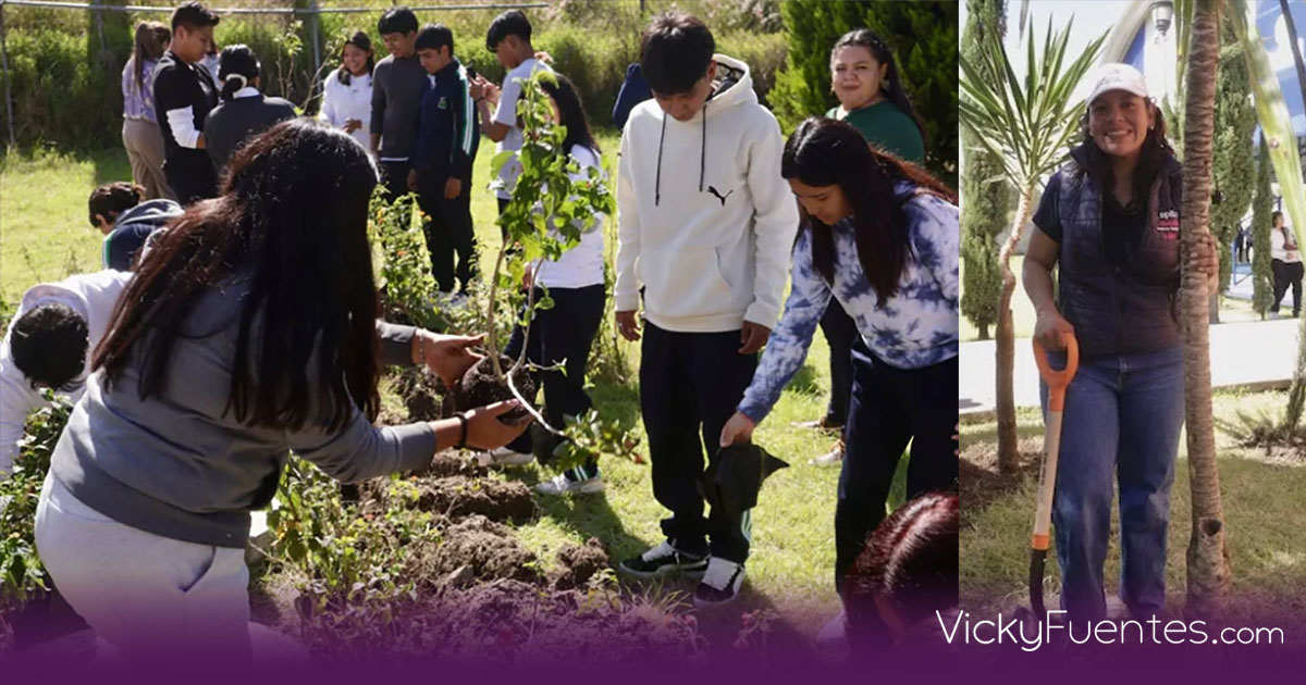 Fomentan cultura ambiental en San Andrés Cholula con jornada de reforestación en bachillerato