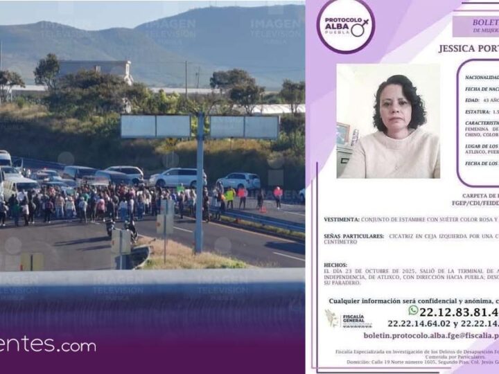 Familiares de Jessica Portillo bloquean la Atlixcáyotl; exigen acciones a la FGE