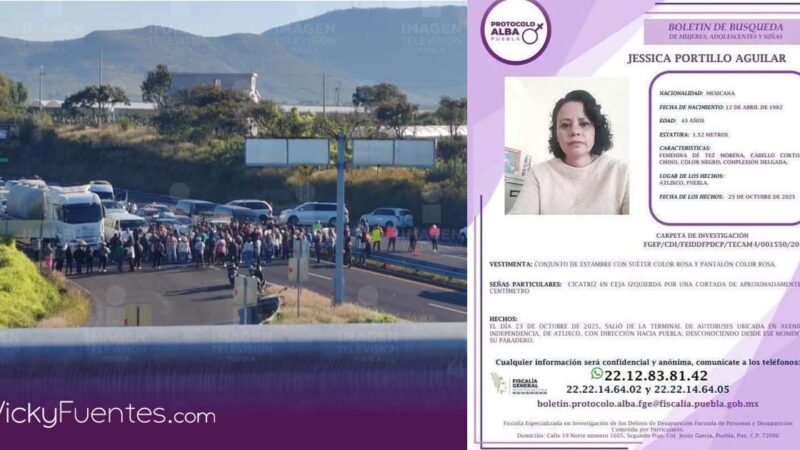 Familiares de Jessica Portillo bloquean la Atlixcáyotl; exigen acciones a la FGE