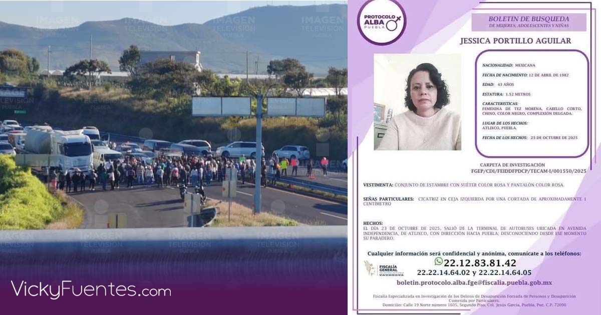 Familiares de Jessica Portillo bloquean la Atlixcáyotl; exigen acciones a la FGE