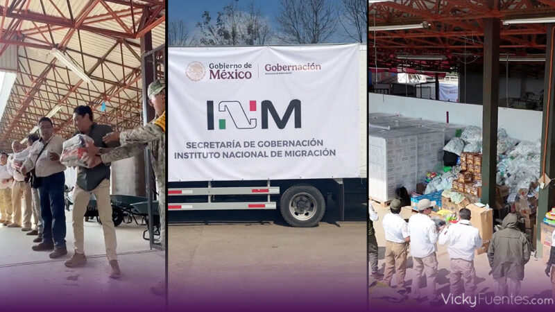 Instituto Nacional de Migración entrega víveres en Huauchinango tras lluvias en Puebla