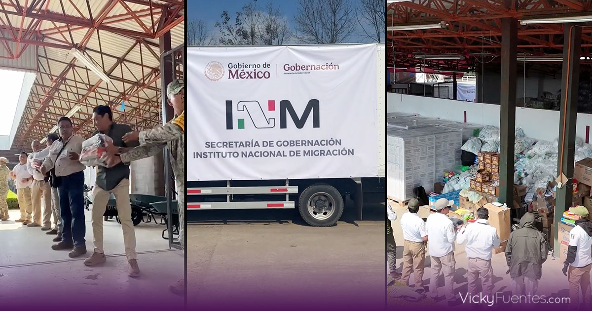 Instituto Nacional de Migración entrega víveres en Huauchinango tras lluvias en Puebla
