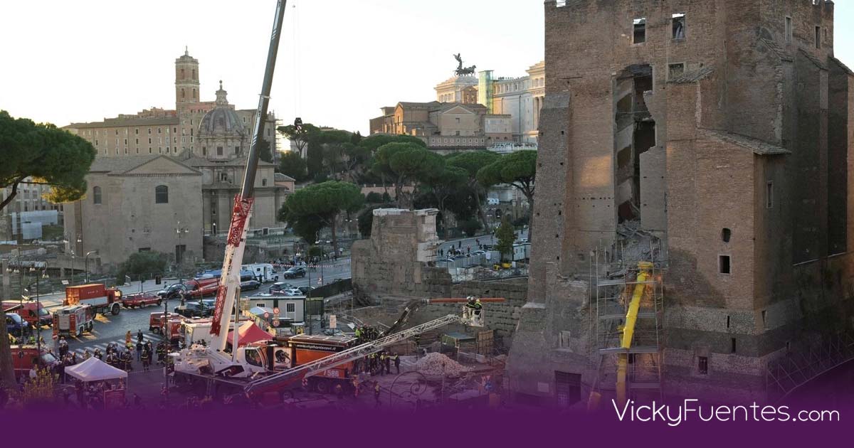 Tragedia en Roma: colapsa la histórica Torre dei Conti; un trabajador atrapado y otro grave