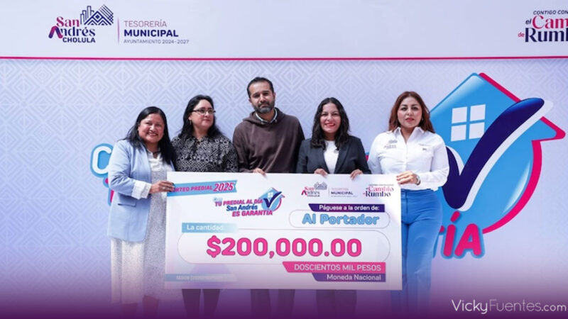 Lupita Cuautle entrega premios del Sorteo Predial 2025 en San Andrés Cholula