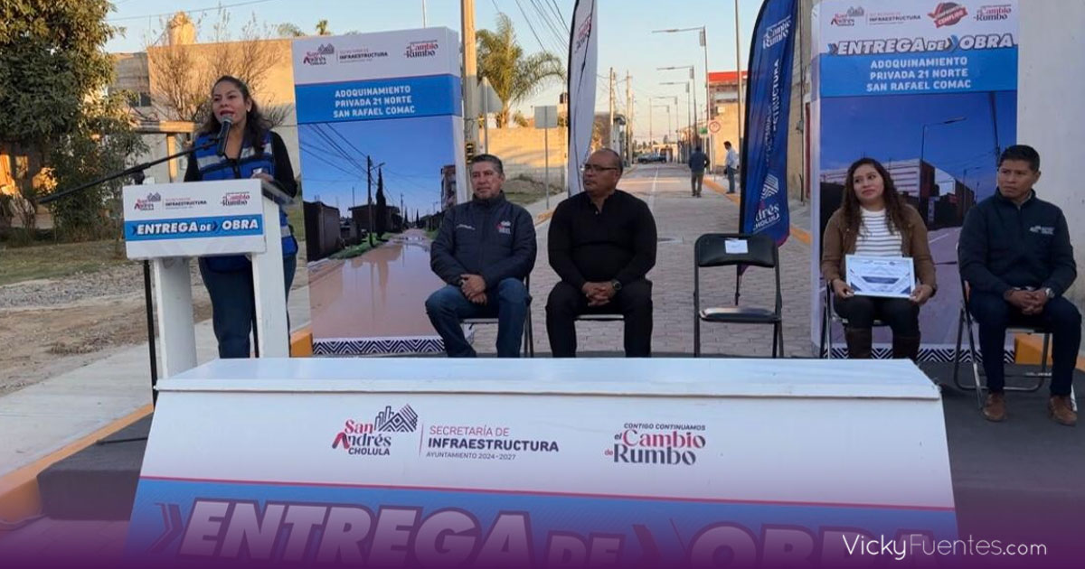 San Andrés Cholula cumple demanda ciudadana con adoquinamiento en San Rafael Comac