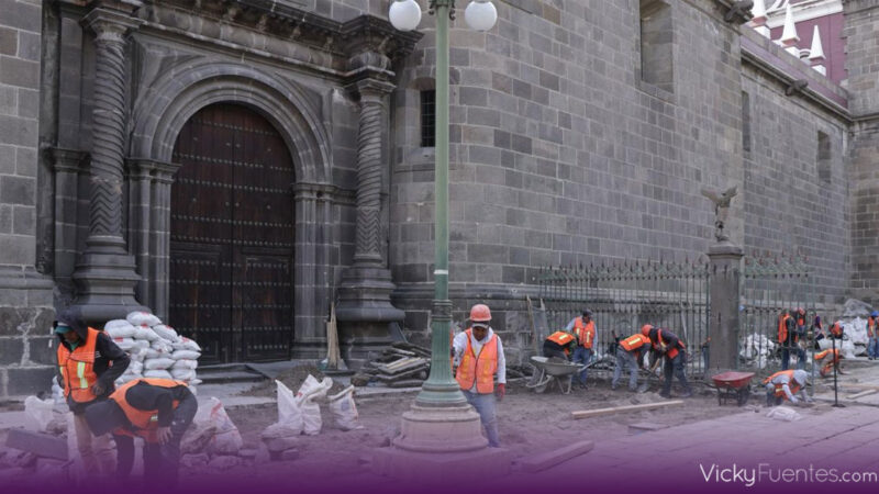 Gobierno del Estado rehabilita el atrio de la Catedral de Puebla