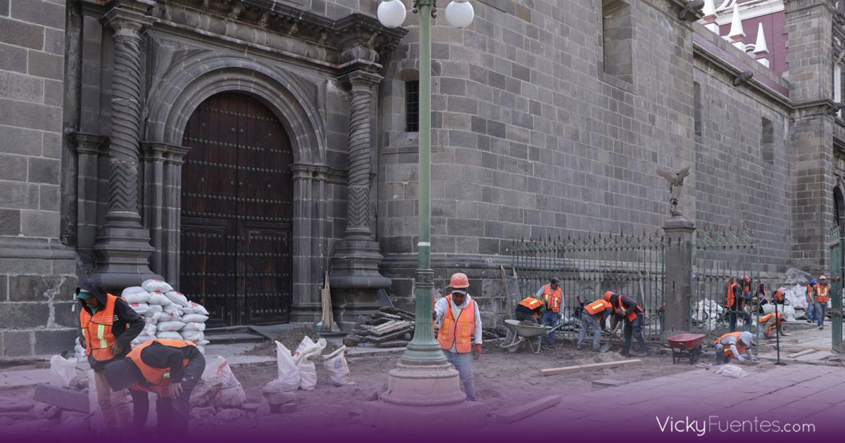 Gobierno del Estado rehabilita el atrio de la Catedral de Puebla