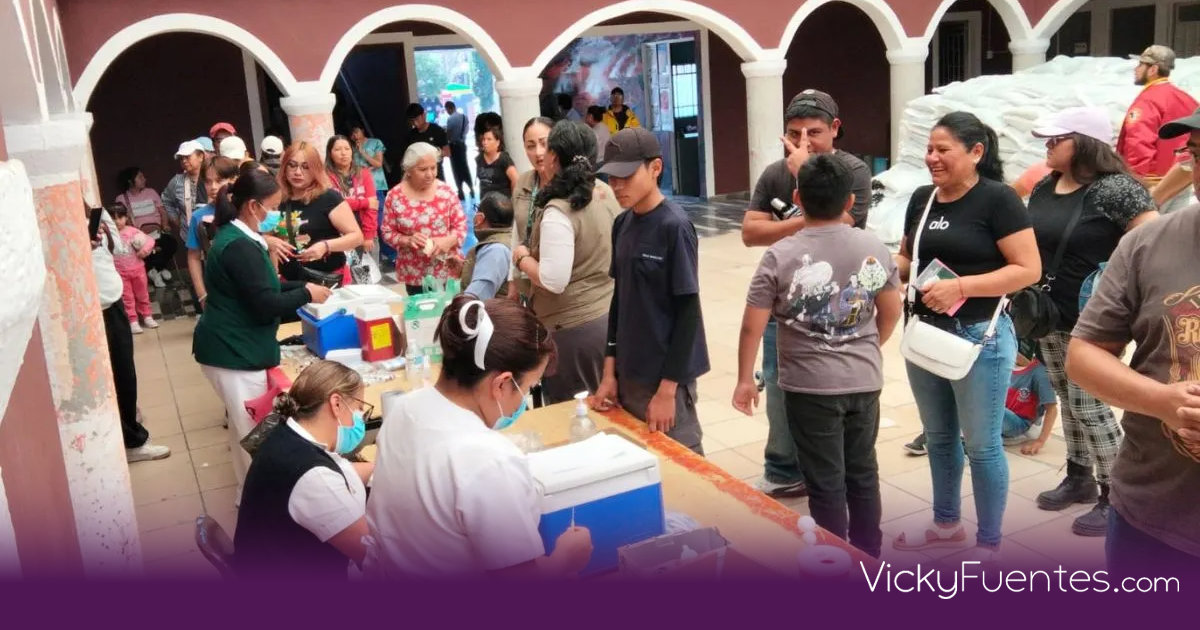 Jornada de vacunación contra el sarampión en mercados y plazas de Puebla