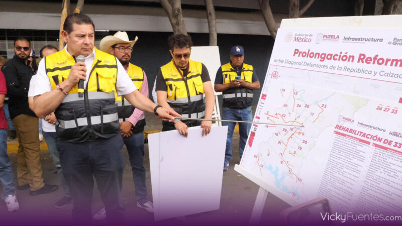 Avanza pavimentación de Prolongación Reforma; beneficiará a 267 mil poblanos