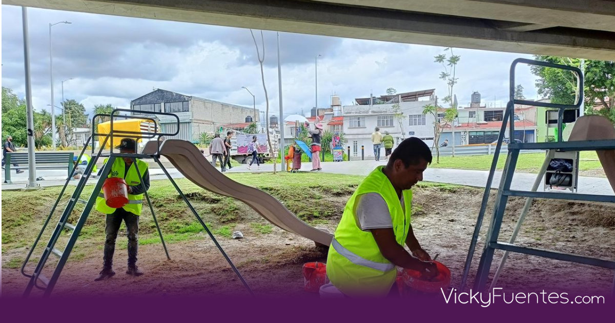 Gobierno de la Ciudad de Puebla rehabilita mobiliario urbano en parques y áreas verdes