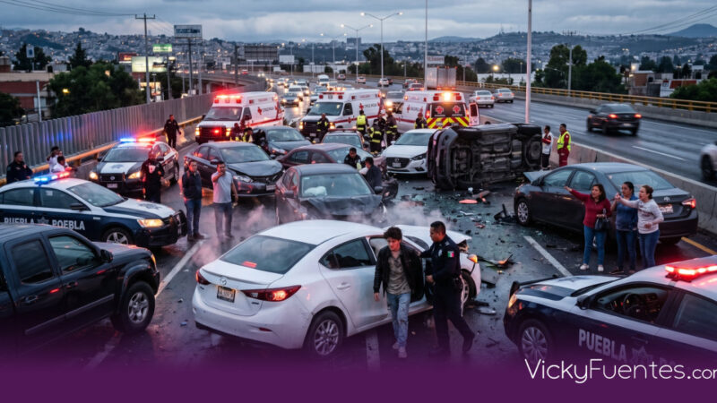 Junior ebrio choca más de diez autos y desata persecución en el Periférico Ecológico de Puebla