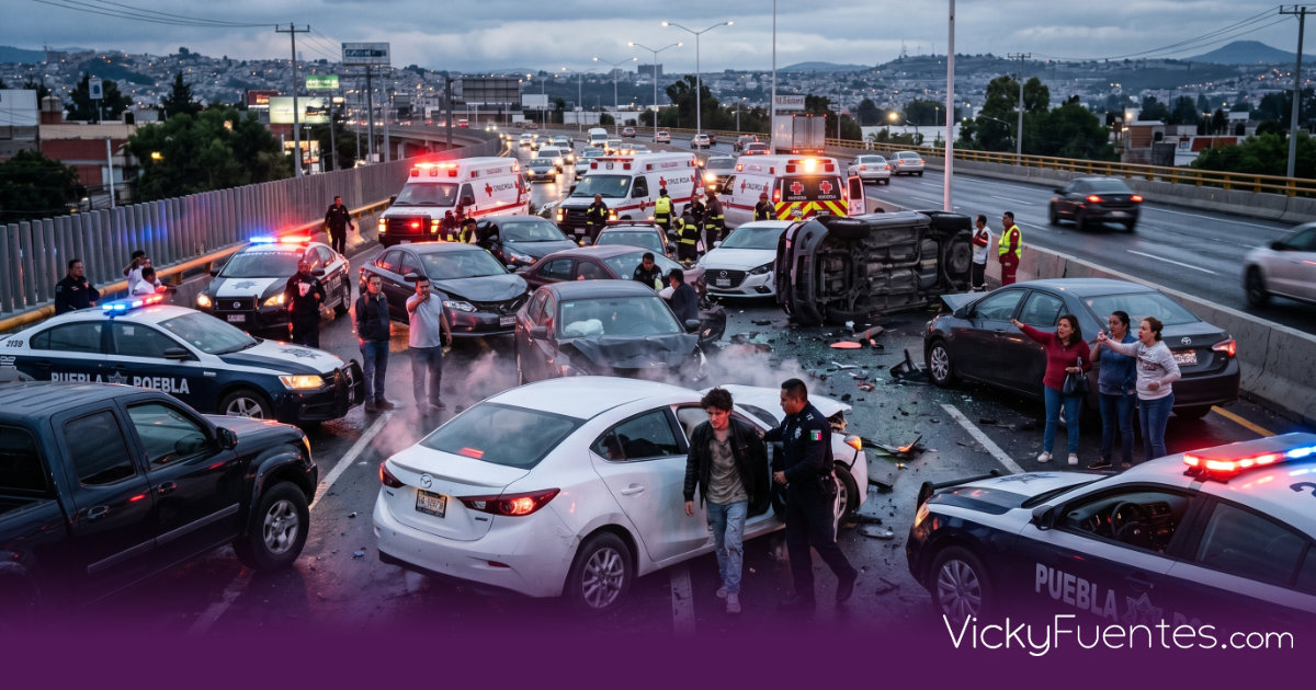 Junior ebrio choca más de diez autos y desata persecución en el Periférico Ecológico de Puebla