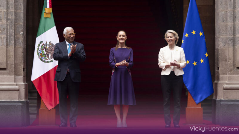 Claudia Sheinbaum recibe a líderes de la Unión Europea en Palacio Nacional