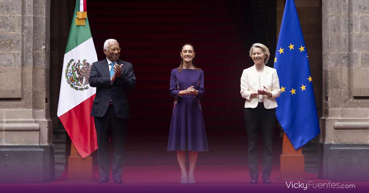 Claudia Sheinbaum recibe a líderes de la Unión Europea en Palacio Nacional