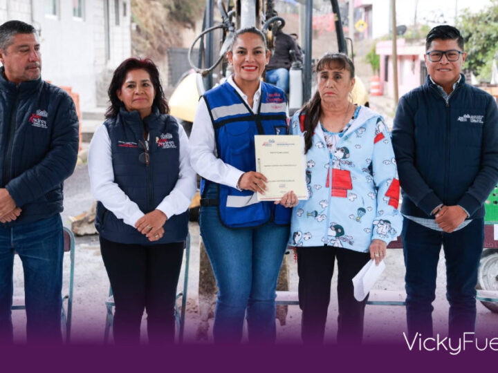 Lupita Cuautle arranca la rehabilitación de la calle Francisco Villa en San Andrés Cholula