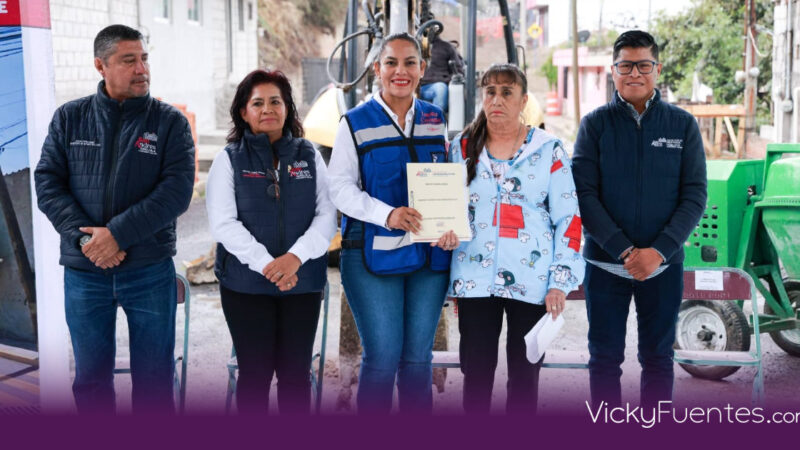 Lupita Cuautle arranca la rehabilitación de la calle Francisco Villa en San Andrés Cholula