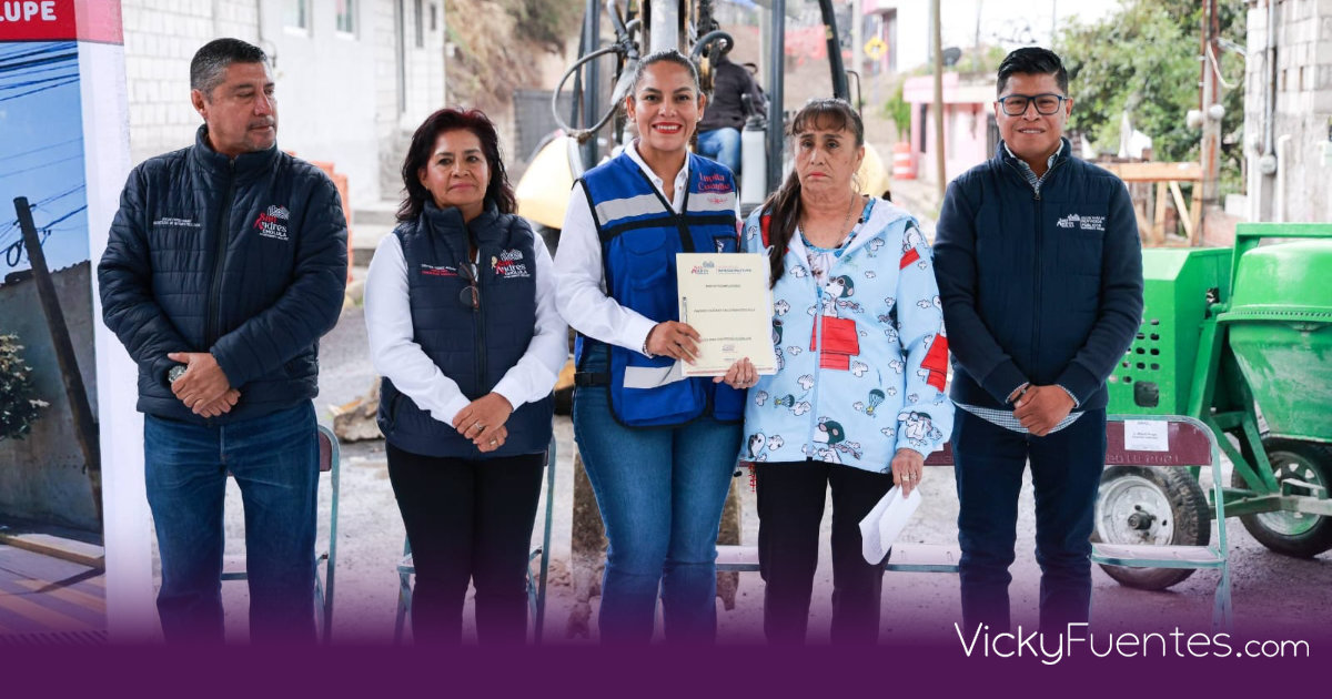 Lupita Cuautle arranca la rehabilitación de la calle Francisco Villa en San Andrés Cholula