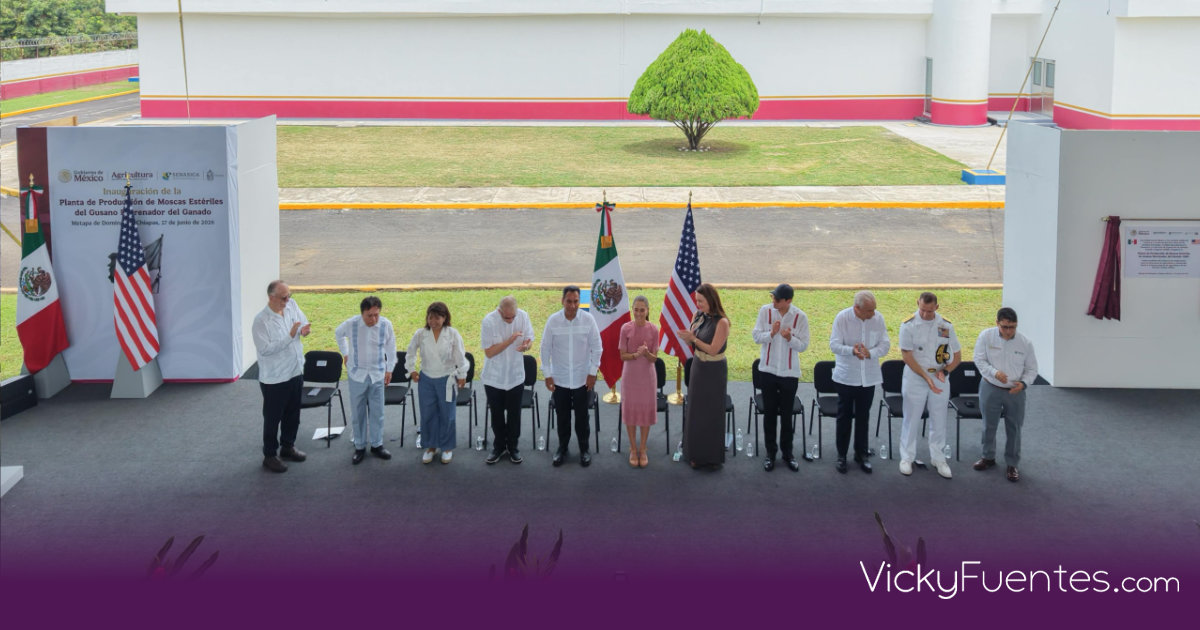 Claudia Sheinbaum inaugura planta binacional en Chiapas contra el gusano barrenador
