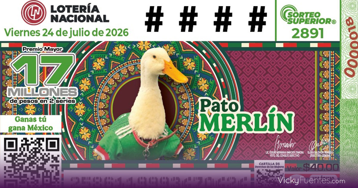 De las redes sociales a la Lotería Nacional: Pato Merlín protagoniza billete del Mundial 2026