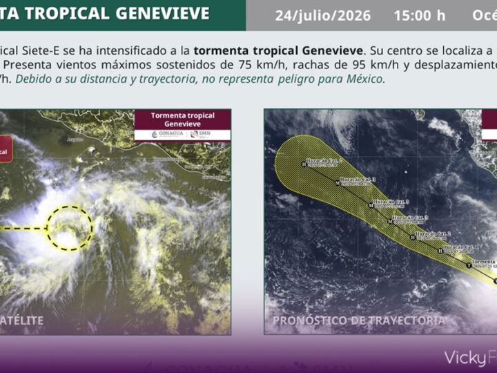 Genevieve mantiene vigilancia meteorológica en el Pacífico; autoridades descartan impacto directo en México
