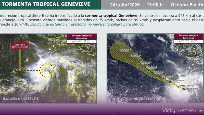 Genevieve mantiene vigilancia meteorológica en el Pacífico; autoridades descartan impacto directo en México