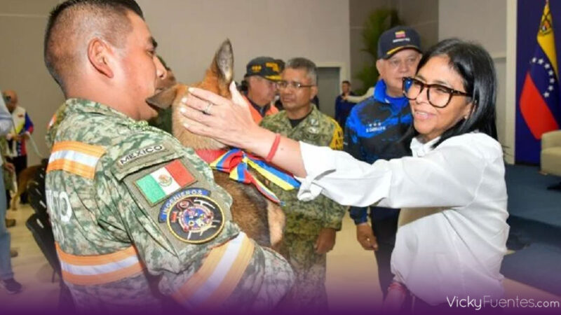 Tras la ayuda por los terremotos, Venezuela entrega una perrita al Ejército Mexicano