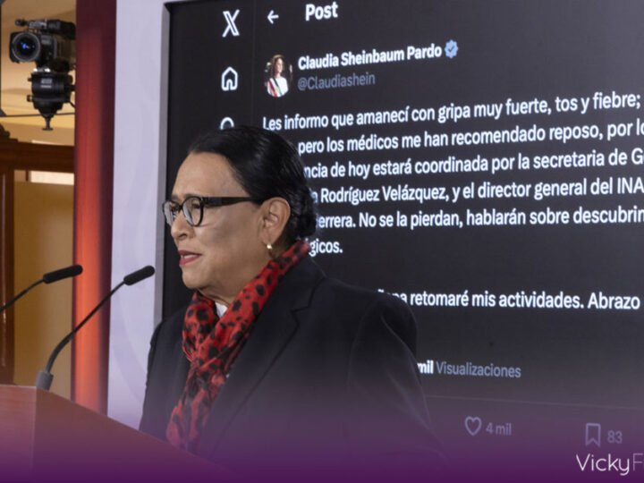 Fuerte gripa obliga a Sheinbaum a cancelar su agenda de este viernes; Rosa Icela toma su lugar