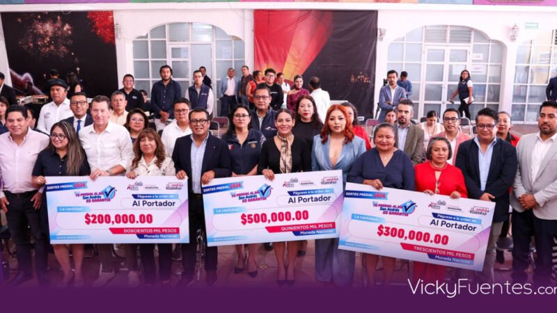 Lupita Cuautle premia a contribuyentes cumplidos en el Sorteo Predial 2026 de San Andrés Cholula
