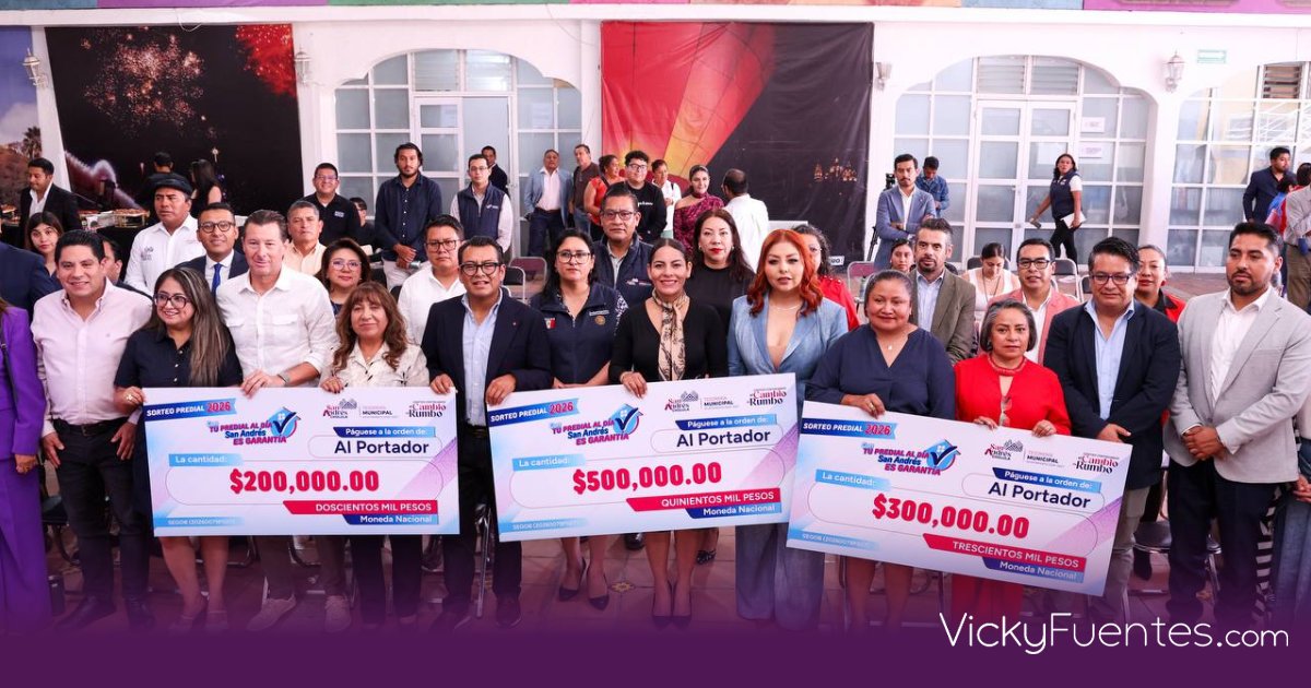 Lupita Cuautle premia a contribuyentes cumplidos en el Sorteo Predial 2026 de San Andrés Cholula