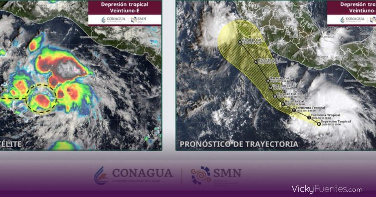 Depresión Tropical Veintiuno-E podría convertirse en huracán mayor el viernes